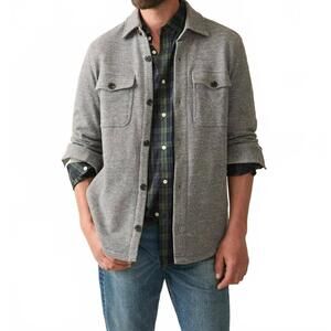 NEW FAHERTY inlet knit cpo shirt jacket in medium grey melange